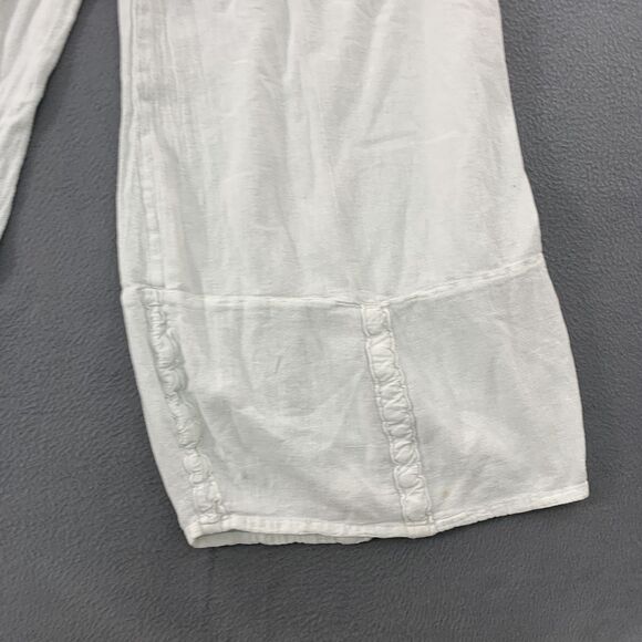 Oh My Gauze Pants Womens 3 White Wide Leg Ankle Ruffle Hem Boho Elastic Waist - Picture 14 of 16